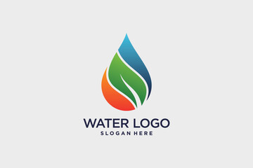 Water drop logo design vector with gradient color and creative idea