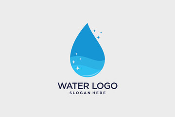 Water drop logo design vector with creative idea