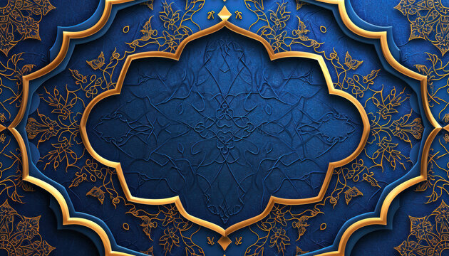  majestic ornate blue and gold arabesque floral pattern design