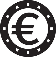Black and White Euro Currency Symbol Chip