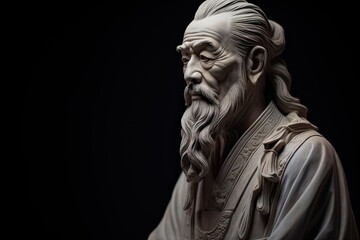 Li Bai statue from profile. - obrazy, fototapety, plakaty