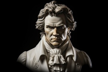 Ludwig van Beethoven marble portrait statue. - obrazy, fototapety, plakaty