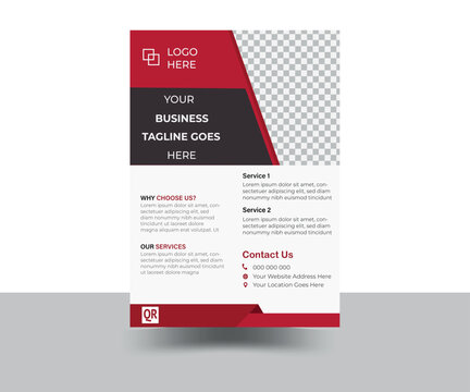 
Business flyer, brochure design, magazine or flier mockup in red & black colors,flyer in A4 size.	
