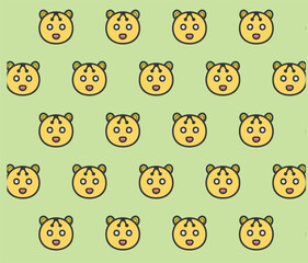 Seamless Pattern of Cartoon Panda face print on green Background vector illustration, perfect for children's clothing, fabrics, textiles, wallpaper and accessories. Pastel concept. Cute cartoon. EPS
