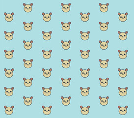 Seamless Pattern of Cartoon Panda face print on sky blue Background vector illustration, perfect for children's clothing, fabrics, textiles, wallpaper and accessories. Cute cartoon. EPS