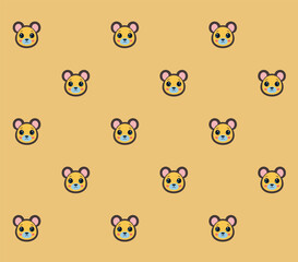 Seamless Pattern of Cartoon Lion Face Design on brown Background vector illustration, perfect for children's clothing, fabrics, textiles, wallpaper and accessories. Pastel concept. Cute cartoon. EPS