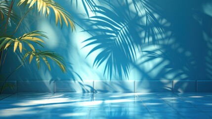 Fototapeta na wymiar Sunlit Tropical Leaves and Shadow Play