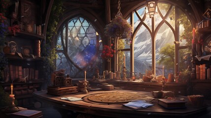 alchemist's cottage in a fantasy world, generative AI