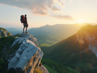 hiker on top of mountain