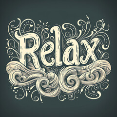 Hand-Drawn 'Relax' Text Doodle on Anthracite Background