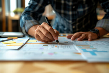 Closeup Portrait of a project management consultant in a planning session, outlining processes, .
