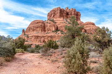 Bell Rock in Sedona Arizona, as seen from a hiking trail