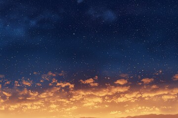 Naklejka premium Starry Night Sky with Sunset Clouds
