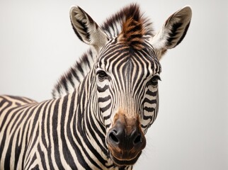 Fototapeta na wymiar Zebra on Light Background