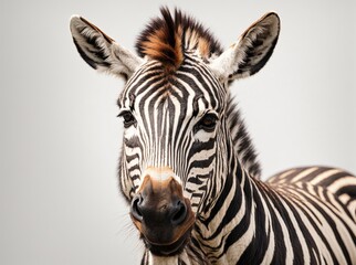 Fototapeta na wymiar Zebra on a Light Canvas