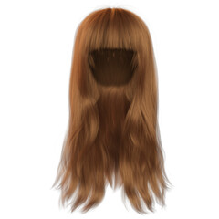 3D rendered ginger long hair with bangs 