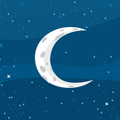 waning moon crescent night sky