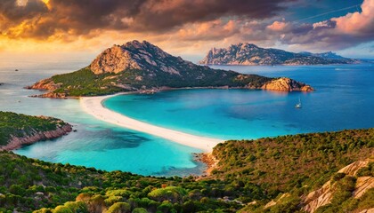 Incredible pink sand beach on Budelli Island, Maddalena Archipelago, Sardinia, Italy 
