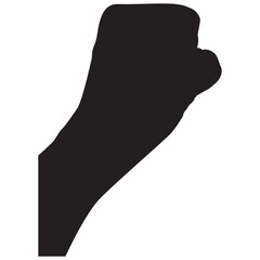 A human fist in silhouette