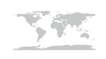 Fototapeta na wymiar Simplified World Map in PlateCarree Projection, from -180 Longitude at left