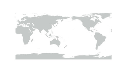 Fototapeta na wymiar Simplified World Map in PlateCarree Projection, from -15 Longitude at left
