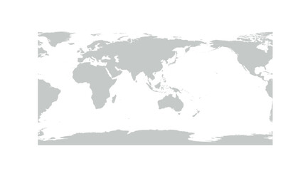 Fototapeta na wymiar Simplified World Map in PlateCarree Projection, from -70 Longitude at left