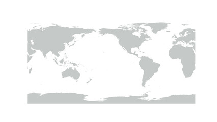 Fototapeta na wymiar Simplified World Map in PlateCarree Projection, from 40 Longitude at left