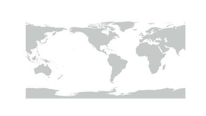 Fototapeta na wymiar Simplified World Map in PlateCarree Projection, from 95 Longitude at left