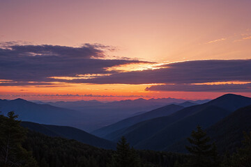 A beautiful sunset sky in the mountains.
