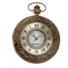 3D rendered  golden vintage pocket clock 
