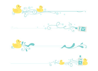 Fototapeta premium A set of baby bath time style dividers 