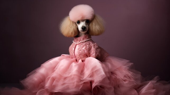 Portrait of a dog dressed in Victorian clothes. Vintage fashion portrait of a dog