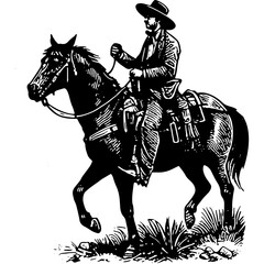 Cowboy Riding A Horse 