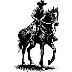 Fototapeta na wymiar Cowboy Riding A Horse 