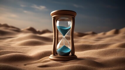 Sands of Time: Explore Productivity Through Desert Hourglass Art - Blue Sand, A Creative Journey into Time Management, Balance, and Efficiency, Perfect for Graphic Design and Creative Inspiration