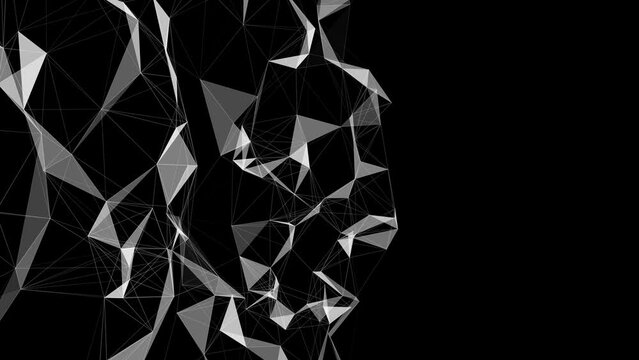 Digital plexus of glowing lines and dots. Abstract background. Ultra wide illustration. Network or connection. 3d rendering.