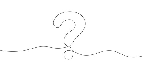 The question mark is linear. Drawn with one continuous line. Vector illustration