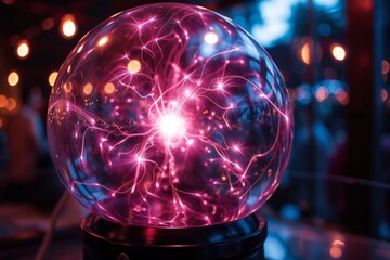 Pink Plasma ball Generative AI