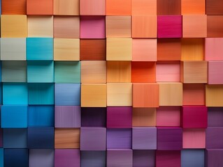 Colorful wooden block board art