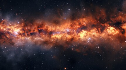  an image of a space scene with stars and a bright orange and blue star in the center of the image.