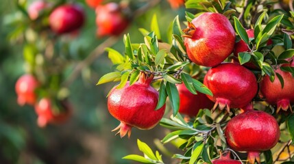  a tree filled with lots of red apples on top of a lush green leaf covered tree filled with lots of red apples.