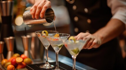 Mixologists experimenting with innovative martini recipes and presentations.
