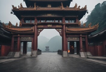 City gates in Chinese style Ghost City temple entrance