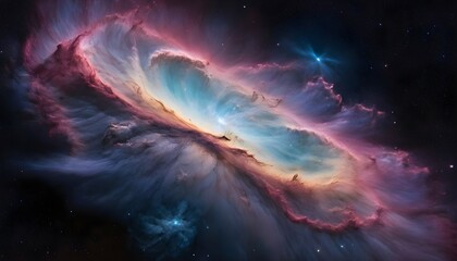 Nebula, Colorful space galaxy cloud nebula Stary night cosmos Universe science astronomy Supernova background wallpaper. Generative AI - obrazy, fototapety, plakaty