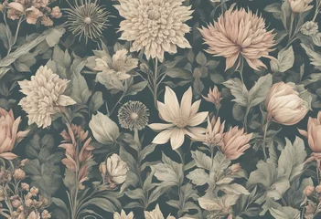 Fototapeten A collection of vintage botanical illustrations with flowers and plants © FrameFinesse