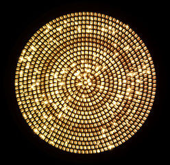 Gold mosaic round frame. Golden luxury fragment circle logo.