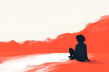 Obraz premium Illustration in flat style solo trip, shows the epidemic of loneliness.