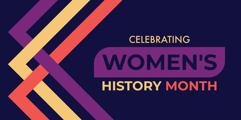 Celebrating Women's history month background, The annual month that highlights the contributions of women to events in history.  - obrazy, fototapety, plakaty