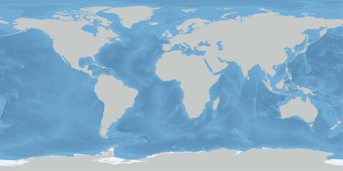 Simplified World Map in PlateCarree Projection, with Shaded Relief for Oceans, from -180 Longitude  at left