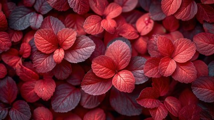  a close up of a bunch of red flowers with green leaves on the top of the petals and on the bottom of the petals.
